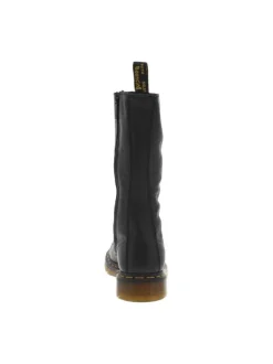 Bottes en cuir noires à talon décroché bas avec un zip et des lacets ronds