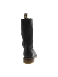 Bottes en cuir noires à talon décroché bas avec un zip et des lacets ronds