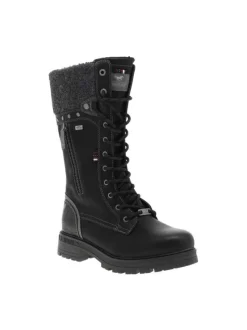 Bottes noires à talon décroché bas avec un zip et des lacets ronds