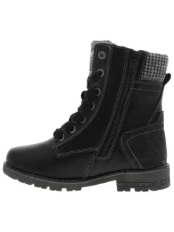 Bottines noires à talon décroché bas avec des lacets et un zip