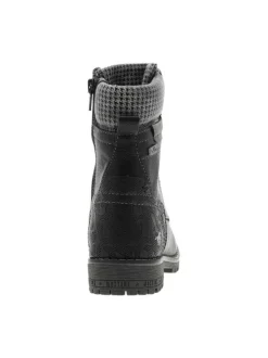 Bottines noires à talon décroché bas avec des lacets et un zip