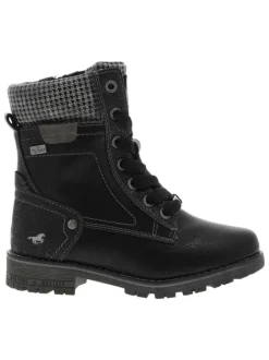 Bottines noires à talon décroché bas avec des lacets et un zip