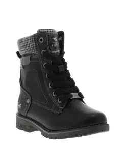 Bottines noires à talon décroché bas avec des lacets et un zip