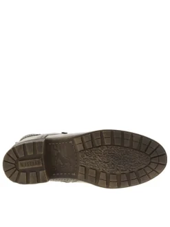 Bottines beiges à talon décroché bas avec un zip et des lacets ronds