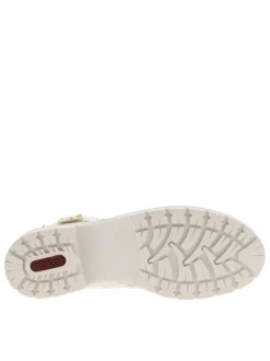 Bottines blanc cassé à talon décroché bas et à lacets ronds et zip latéral