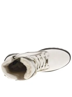 Bottines blanc cassé à talon décroché moyen avec des lacets et un zip latéral