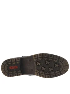 Bottines bleues à talon décroché bas avec un zip et des lacets ronds