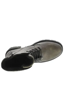 Bottines bronze à talon décroché moyen avec un zip et des lacets ronds