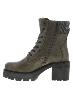 Bottines bronze à talon décroché moyen avec un zip et des lacets ronds