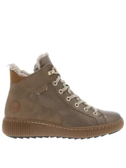 Bottines bronze à talon plat avec une doublure en maille sherpa