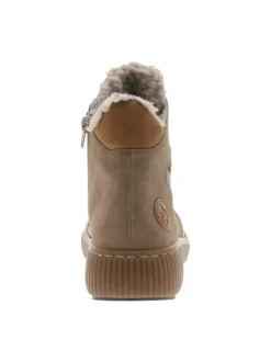 Bottines bronze à talon plat avec une doublure en maille sherpa