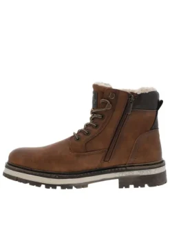 Bottines brunes à talon décroché bas avec une doublure en maille sherpa