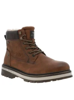 Bottines brunes à talon décroché bas avec une doublure en maille sherpa