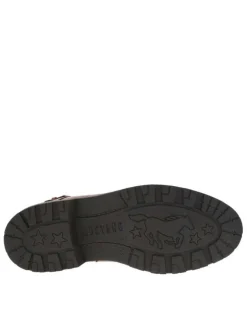 Bottines brunes à talon décroché bas avec un zip et des lacets ronds
