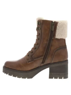 Bottines brunes à talon décroché moyen avec un zip et des lacets ronds