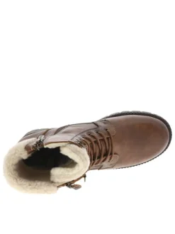 Bottines brunes à talon décroché moyen avec un zip et des lacets ronds