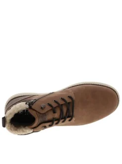 Bottines brunes à talon plat avec un zip et des lacets ronds