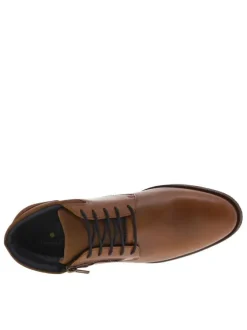 Bottines camel à bout droit avec un zip sur le côté et à talon décroché bas