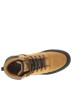 Bottines camel à talon décroché bas à lacets avec des œillets métalliques