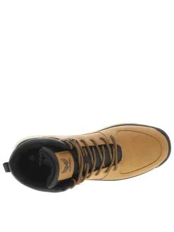 Bottines camel à talon plat à lacets avec des œillets métalliques