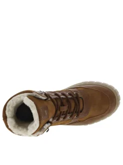 Bottines cognac plates, à lacets et à zip avec intérieur fourré