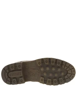 Bottines cognac à talon décroché bas avec des lacets et un zip latéral
