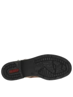 Bottines cognac à talon décroché bas avec des lacets et un zip latéral