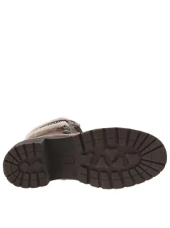 Bottines cognac à talon décroché moyen avec des lacets plats et un zip