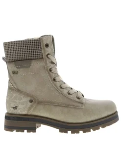 Bottines écrues à talon décroché bas avec des lacets et un zip latéral