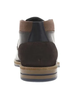 Bottines en cuir brunes avec un talon décroché bas et des lacets