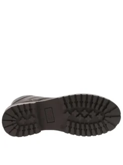 Bottines en cuir café à talon décroché bas avec un zip et des lacets ronds
