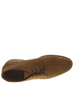 Bottines en cuir cognac avec talon décroché bas et lacets ronds