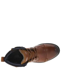Bottines en cuir cognac à semelle antidérapante et à lacets plats