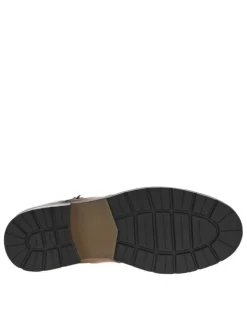 Bottines en cuir cognac à talon décroché bas avec des lacets plats et un zip