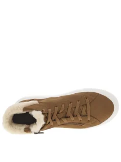 Bottines en cuir écrues avec une doublure fourrée et à lacets plats