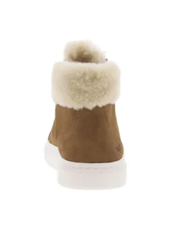 Bottines en cuir écrues avec une doublure fourrée et à lacets plats