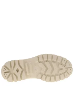 Bottines en cuir enduit camel à talon plat avec des lacets et un zip latéral