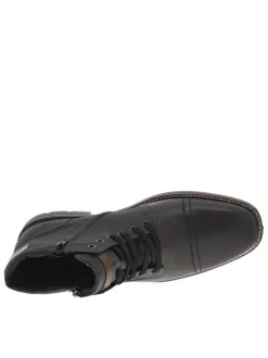 Bottines en cuir grises à talon décroché bas avec des lacets et 2 zips latéraux