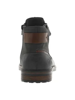 Bottines en cuir grises à talon décroché bas avec des lacets et 2 zips latéraux