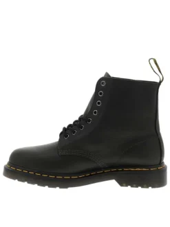 Bottines en cuir kaki à talon décroché bas avec des lacets ronds