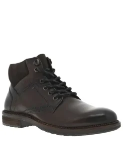 Bottines en cuir marron à semelle à talon plat avec une double fermeture