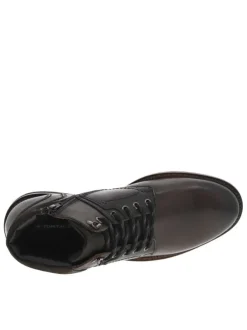 Bottines en cuir marron à semelle à talon plat avec une double fermeture