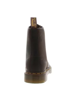 Bottines en cuir marron à talon décroché bas avec des lacets ronds