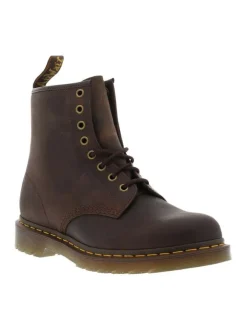 Bottines en cuir marron à talon décroché bas avec des lacets ronds