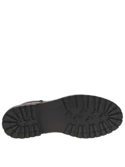 Bottines en cuir marron à talon décroché bas avec zip et lacets ronds
