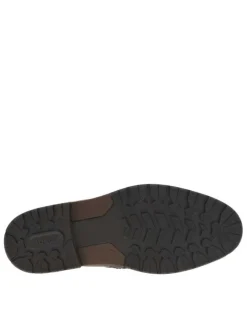 Bottines en cuir marron à talon décroché bas avec zip et soufflet élastiqué