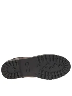 Bottines en cuir marron à talon décroché bas et à lacets ronds