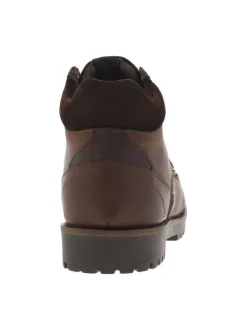 Bottines en cuir marron à talon décroché bas et à lacets ronds