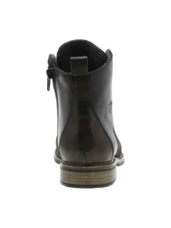 Bottines en cuir noires avec semelle à talon décroché bas et zip latéral