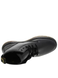 Bottines en cuir noires avec un talon plateau et des lacets ronds